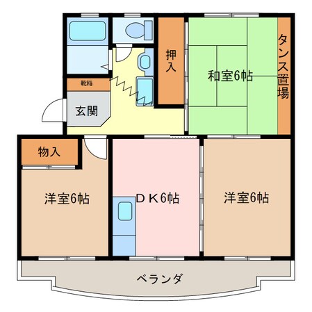 徳和駅 徒歩32分 3階の物件間取画像